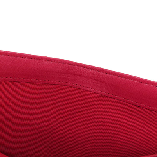 CHANEL Long Wallet Purse lambskin Red Matelasse SilverMetal