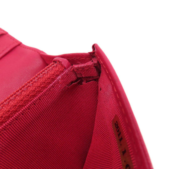 CHANEL Long Wallet Purse lambskin Red Matelasse SilverMetal