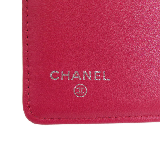 CHANEL Long Wallet Purse lambskin Red Matelasse SilverMetal