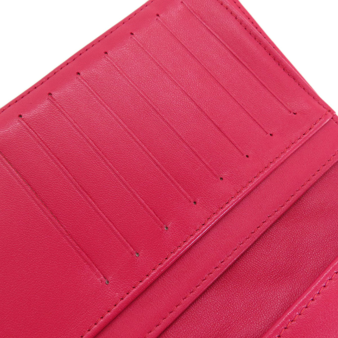 CHANEL Long Wallet Purse lambskin Red Matelasse SilverMetal