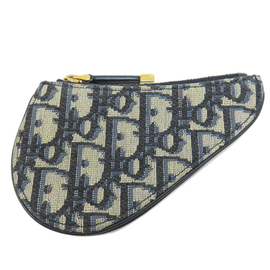 Christian Dior Coin case canvas Navy Saddle Trotter Pattern Women Used Authentic