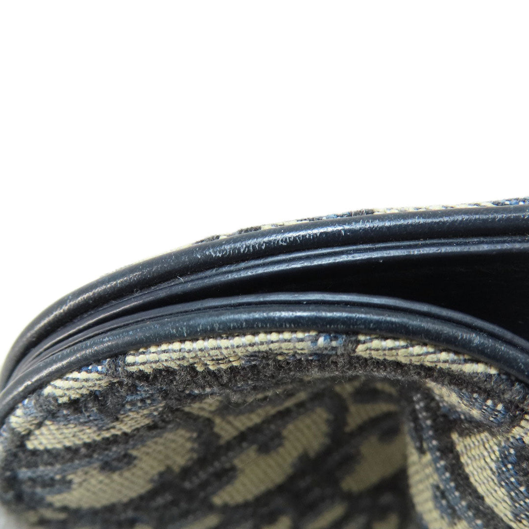 Christian Dior Coin case canvas Navy Saddle Trotter Pattern Women Used Authentic