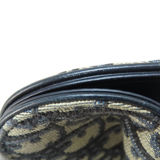 Christian Dior Coin case canvas Navy Saddle Trotter Pattern Women Used Authentic
