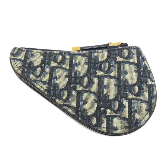 Christian Dior Coin case canvas Navy Saddle Trotter Pattern Women Used Authentic