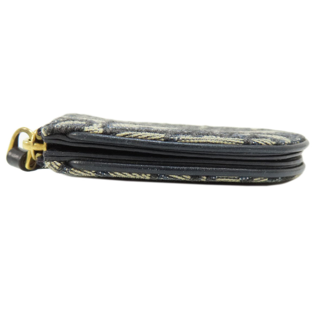 Christian Dior Coin case canvas Navy Saddle Trotter Pattern Women Used Authentic
