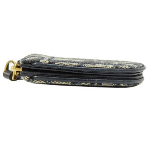 Christian Dior Coin case canvas Navy Saddle Trotter Pattern Women Used Authentic