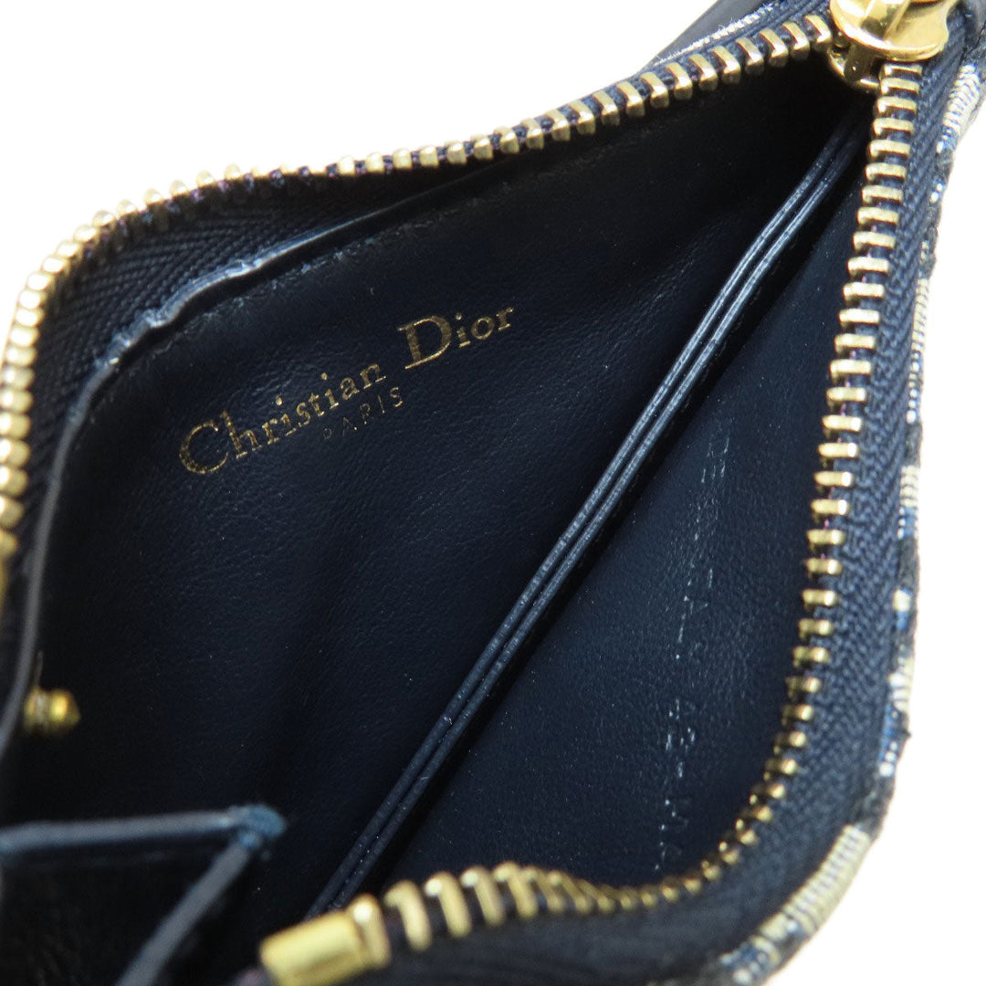 Christian Dior Coin case canvas Navy Saddle Trotter Pattern Women Used Authentic