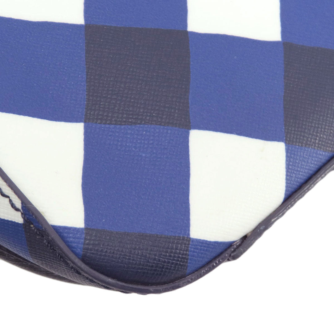 Kate Spade Shoulder Bag PVC blue Check Pattern Women Used Authentic