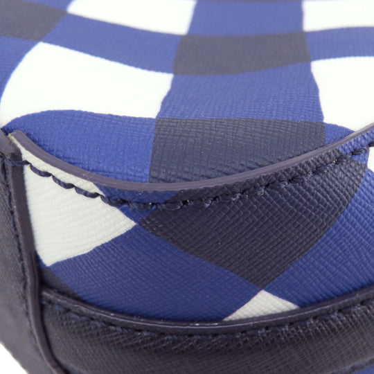 Kate Spade Shoulder Bag PVC blue Check Pattern Women Used Authentic