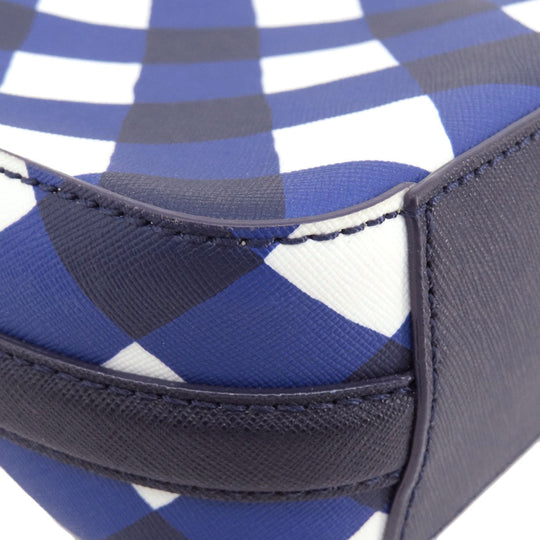 Kate Spade Shoulder Bag PVC blue Check Pattern Women Used Authentic