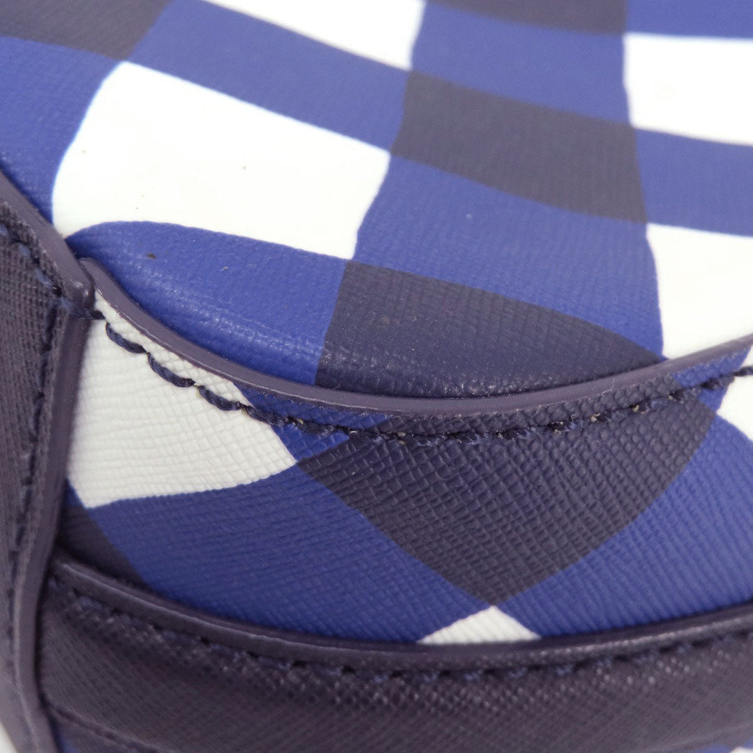 Kate Spade Shoulder Bag PVC blue Check Pattern Women Used Authentic