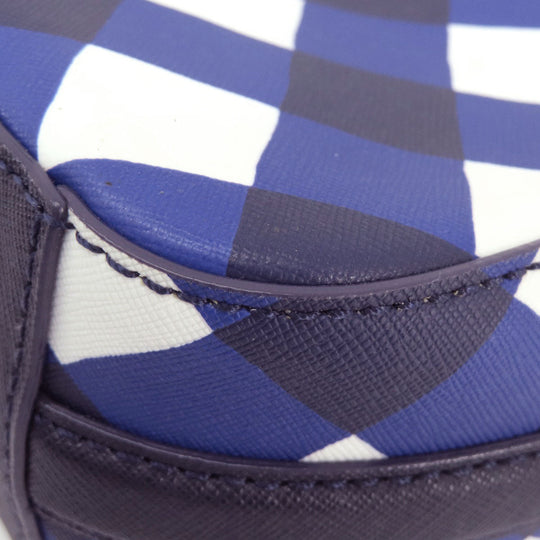 Kate Spade Shoulder Bag PVC blue Check Pattern Women Used Authentic