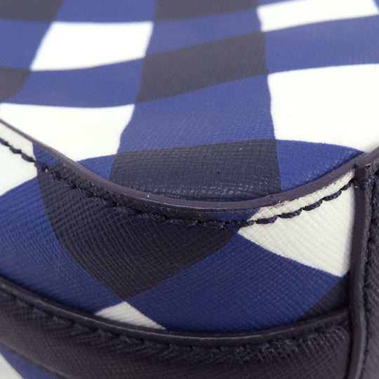 Kate Spade Shoulder Bag PVC blue Check Pattern Women Used Authentic