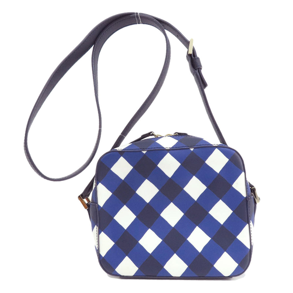 Kate Spade Shoulder Bag PVC blue Check Pattern Women Used Authentic