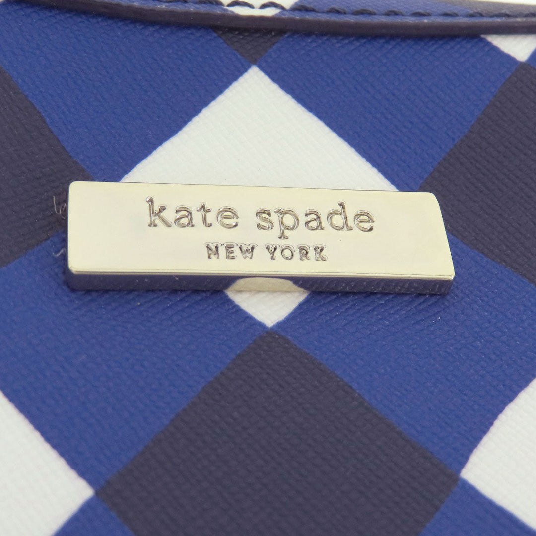 Kate Spade Shoulder Bag PVC blue Check Pattern Women Used Authentic