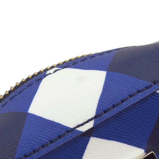 Kate Spade Shoulder Bag PVC blue Check Pattern Women Used Authentic