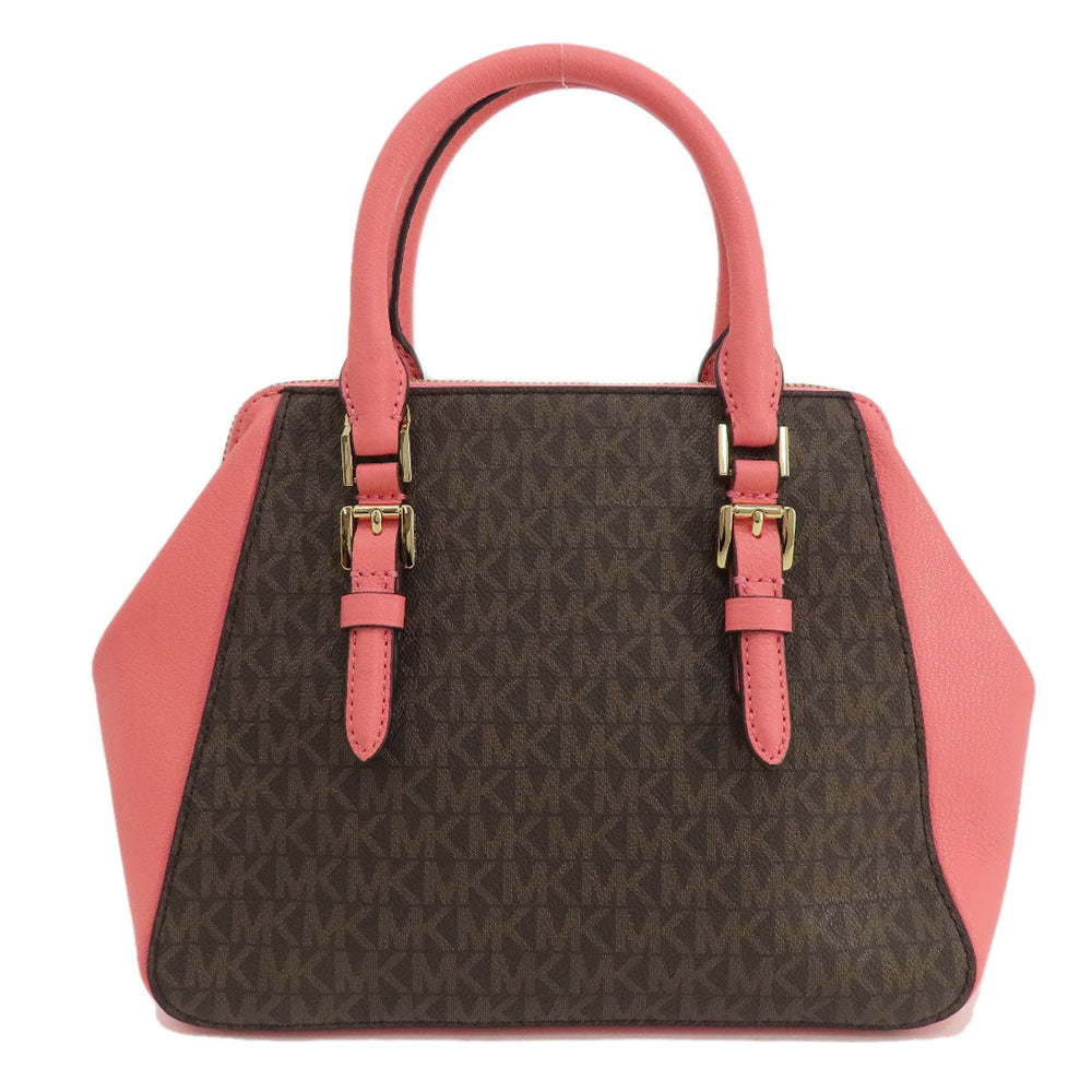 MICHAEL KORS Handbag Leather, Coated Canvas Brown MK Signature 2WAY Women Used Authentic