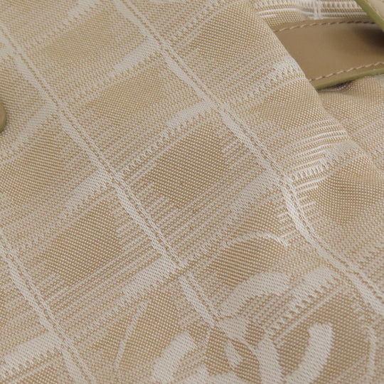CHANEL Tote Bag Nylon jacquard beige New travel line GM Women Used Authentic