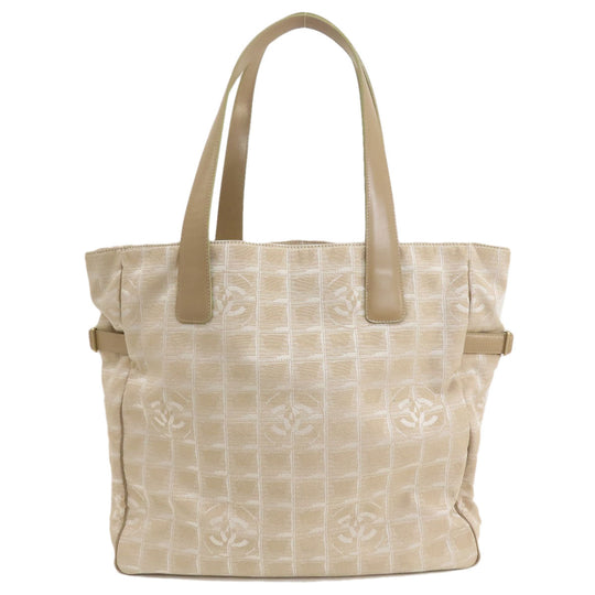 CHANEL Tote Bag Nylon jacquard beige New travel line GM Women Used Authentic
