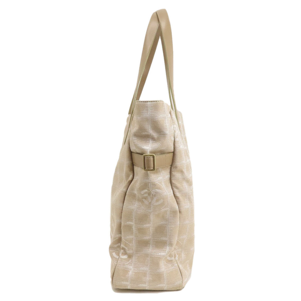 CHANEL Tote Bag Nylon jacquard beige New travel line GM Women Used Authentic