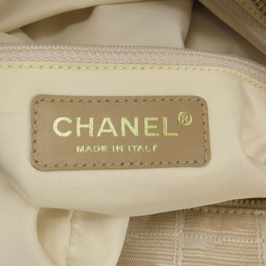 CHANEL Tote Bag Nylon jacquard beige New travel line GM Women Used Authentic