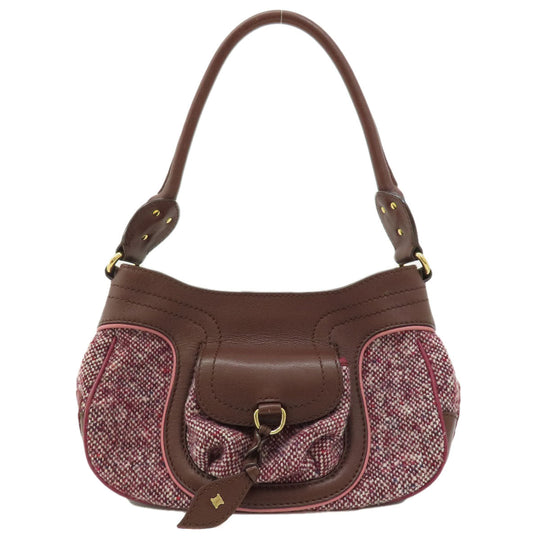 CELINE Handbag Tweed, Leather Red logoMetal Tweed Women Used Authentic