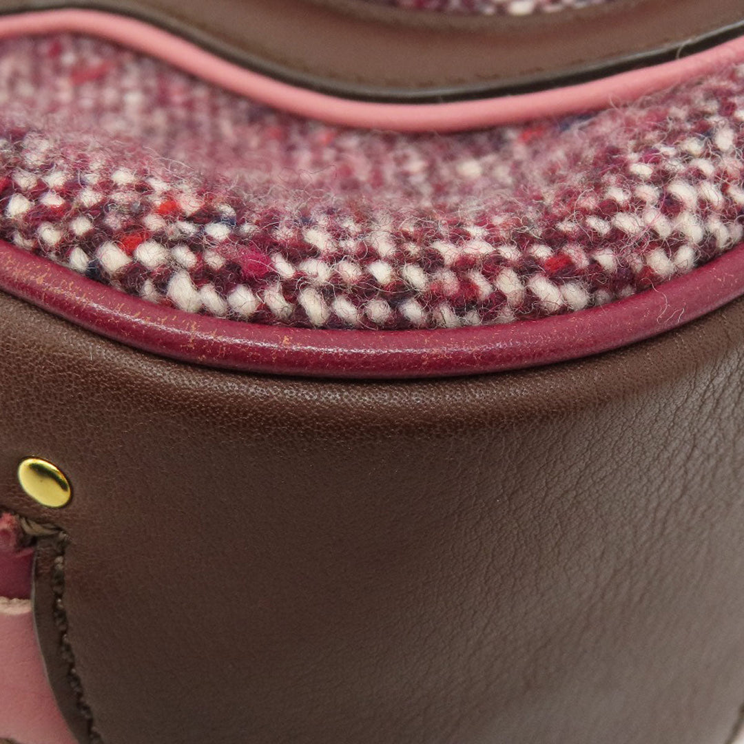 CELINE Handbag Tweed, Leather Red logoMetal Tweed Women Used Authentic