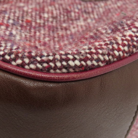 CELINE Handbag Tweed, Leather Red logoMetal Tweed Women Used Authentic