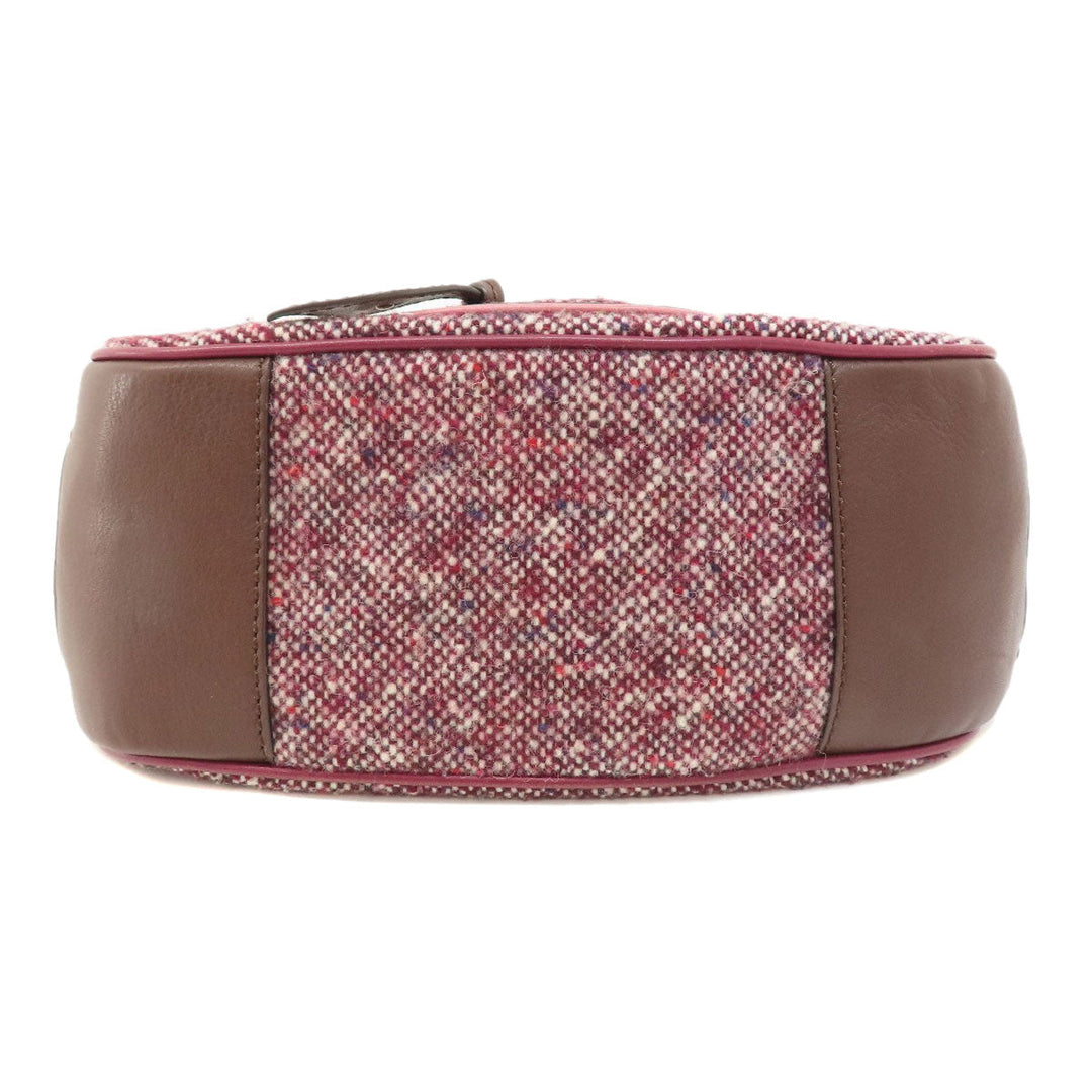 CELINE Handbag Tweed, Leather Red logoMetal Tweed Women Used Authentic