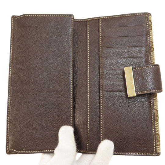 GUCCI Long Wallet Purse 212089 canvas Brown GG Women Used Authentic