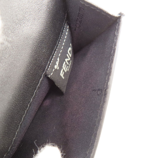 FENDI Bifold Wallet leather black Embossed logo Women Used Authentic