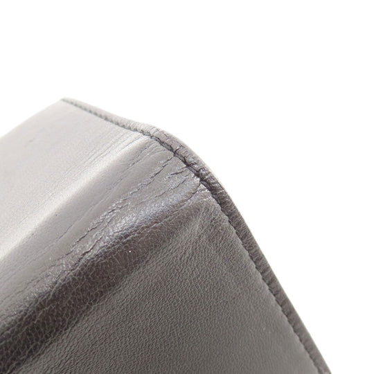 FENDI Bifold Wallet leather black Embossed logo Women Used Authentic