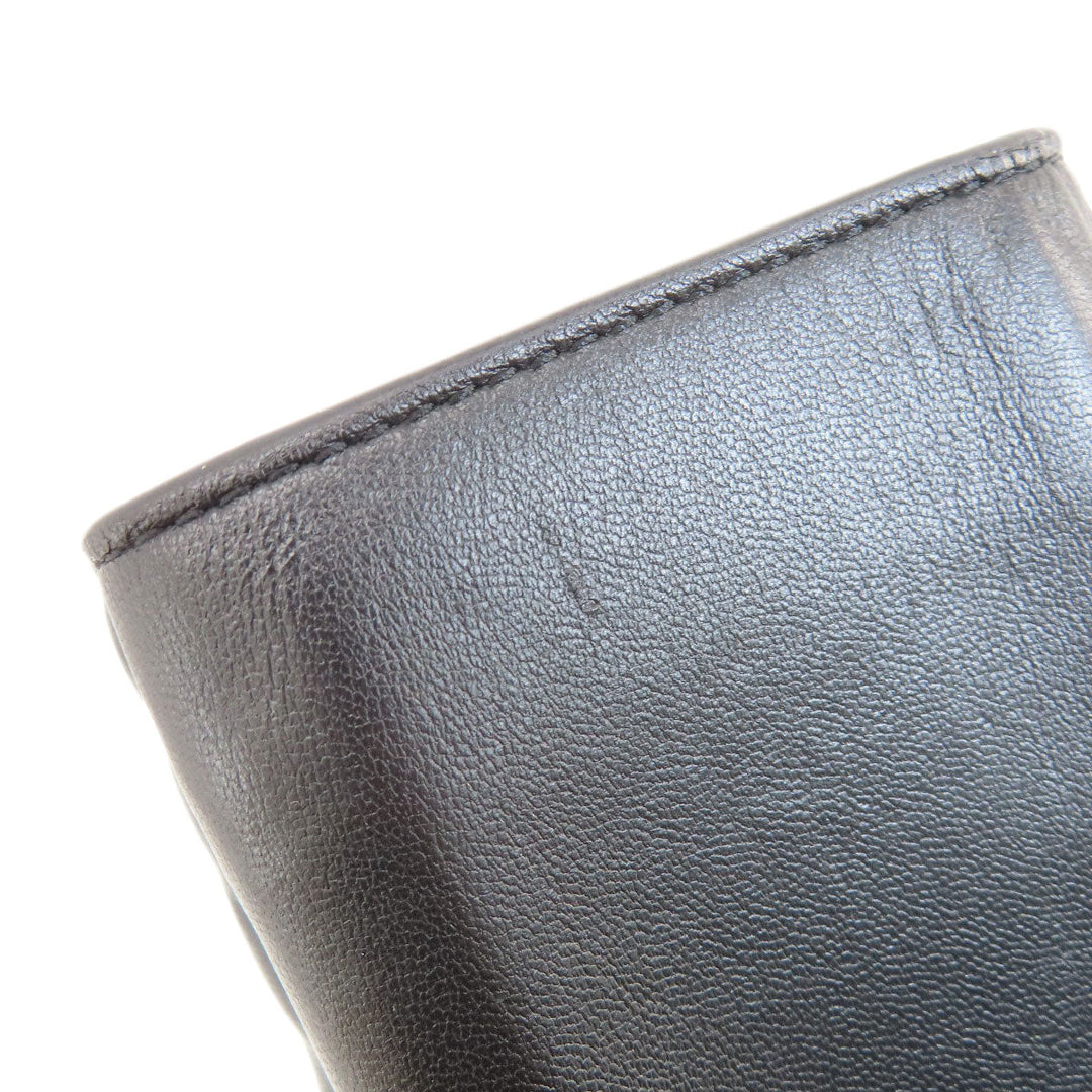 FENDI Bifold Wallet leather black Embossed logo Women Used Authentic