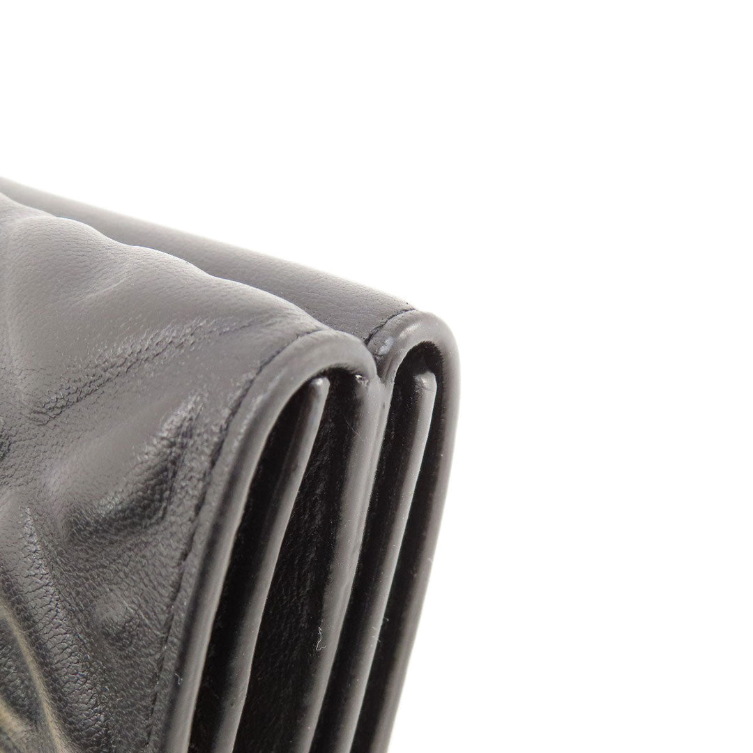 FENDI Bifold Wallet leather black Embossed logo Women Used Authentic