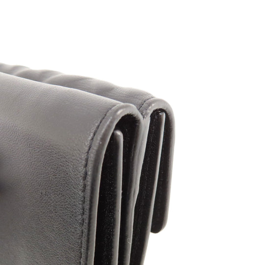 FENDI Bifold Wallet leather black Embossed logo Women Used Authentic
