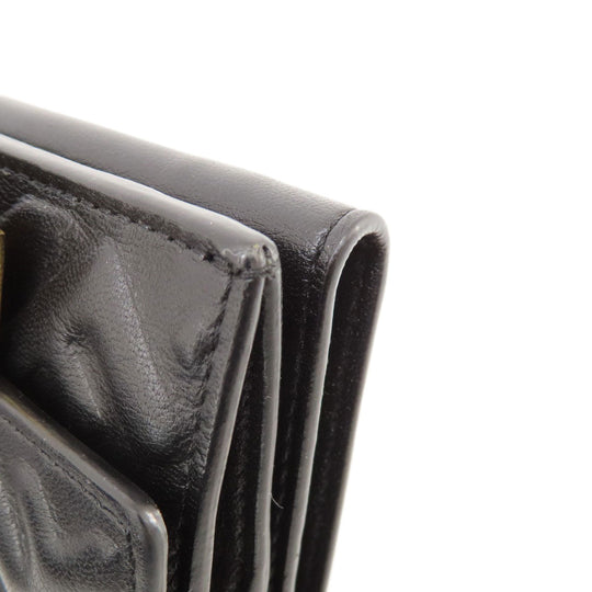 FENDI Bifold Wallet leather black Embossed logo Women Used Authentic