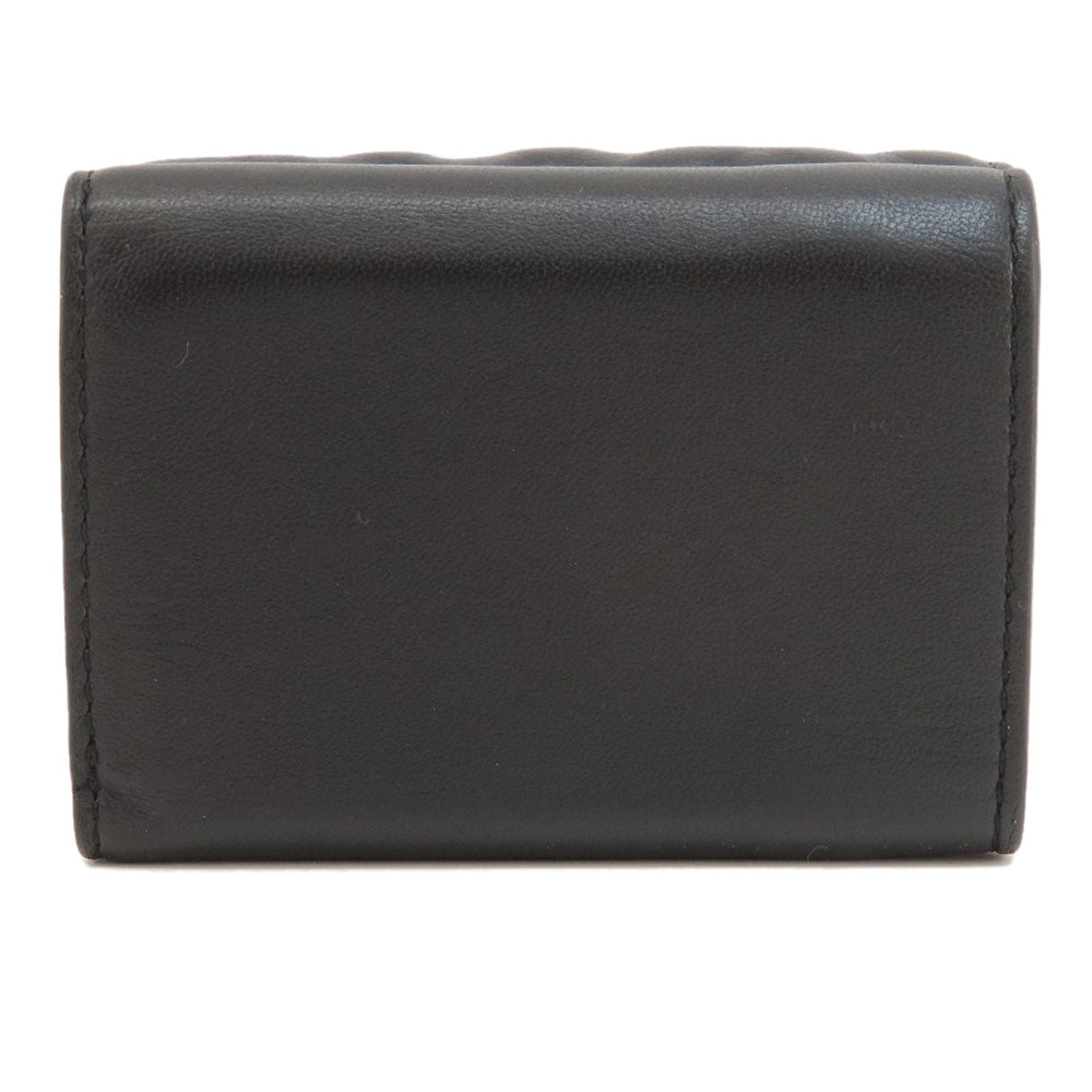 FENDI Bifold Wallet leather black Embossed logo Women Used Authentic