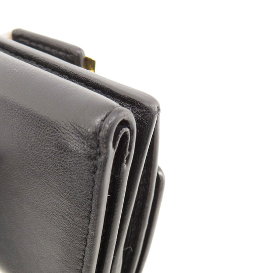 FENDI Bifold Wallet leather black Embossed logo Women Used Authentic