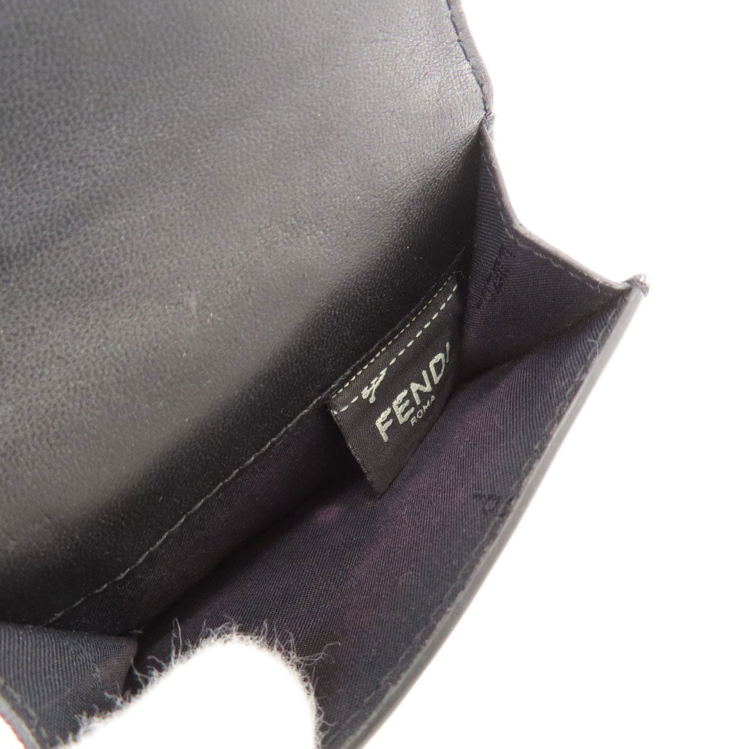 FENDI Bifold Wallet leather black Embossed logo Women Used Authentic