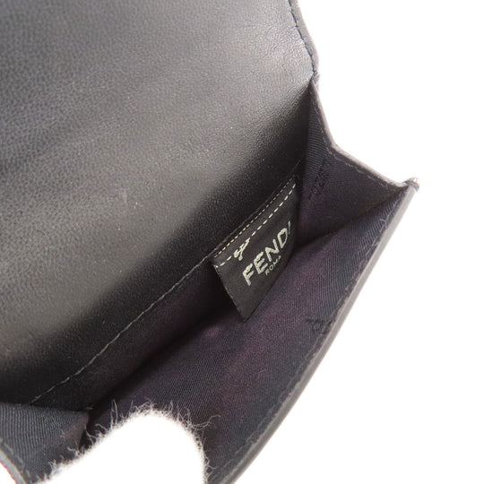 FENDI Bifold Wallet leather black Embossed logo Women Used Authentic
