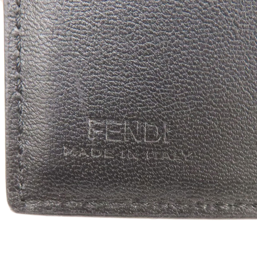 FENDI Bifold Wallet leather black Embossed logo Women Used Authentic