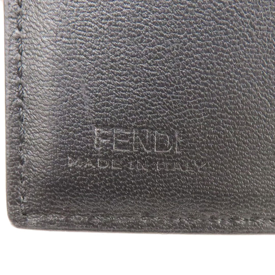 FENDI Bifold Wallet leather black Embossed logo Women Used Authentic
