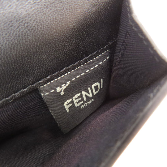 FENDI Bifold Wallet leather black Embossed logo Women Used Authentic