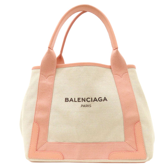 BALENCIAGA Tote Bag canvas white Navy kabas