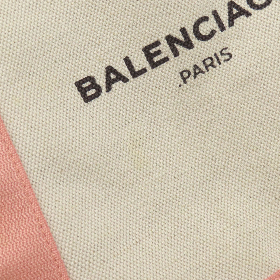 BALENCIAGA Tote Bag canvas white Navy kabas