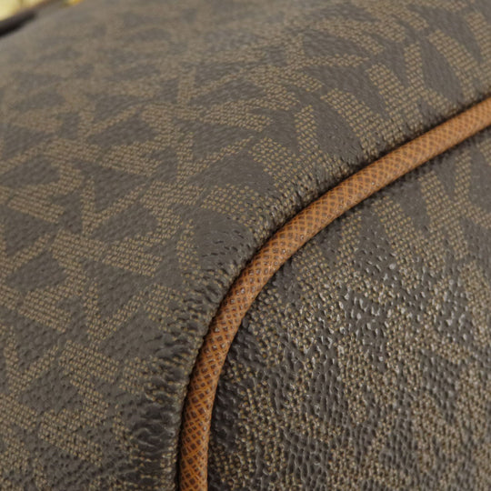 MICHAEL KORS Tote Bag PVC Brown MK signature Women Used Authentic