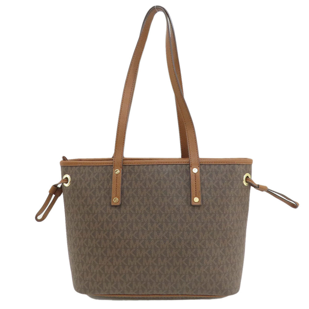 MICHAEL KORS Tote Bag PVC Brown MK signature Women Used Authentic