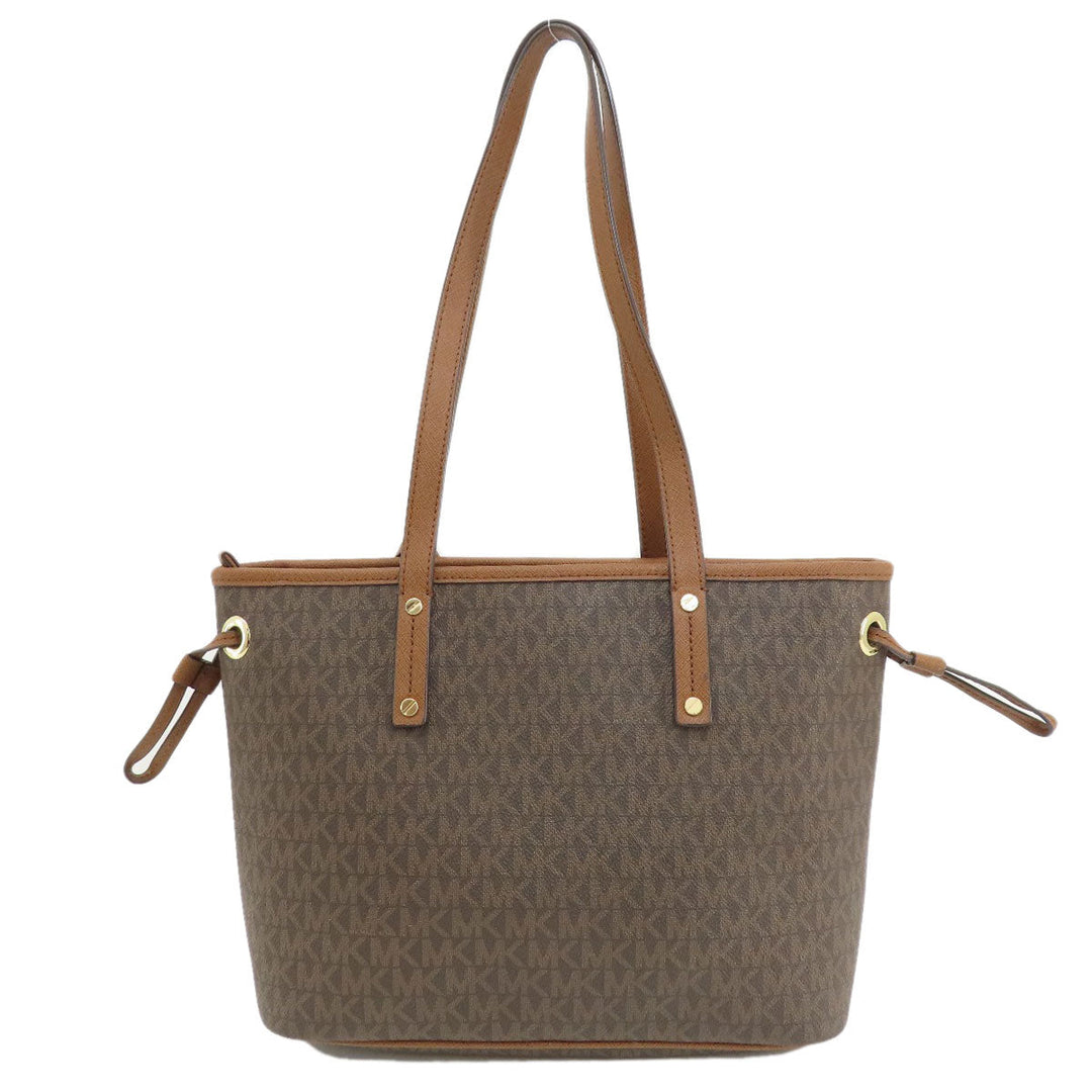 MICHAEL KORS Tote Bag PVC Brown MK signature Women Used Authentic