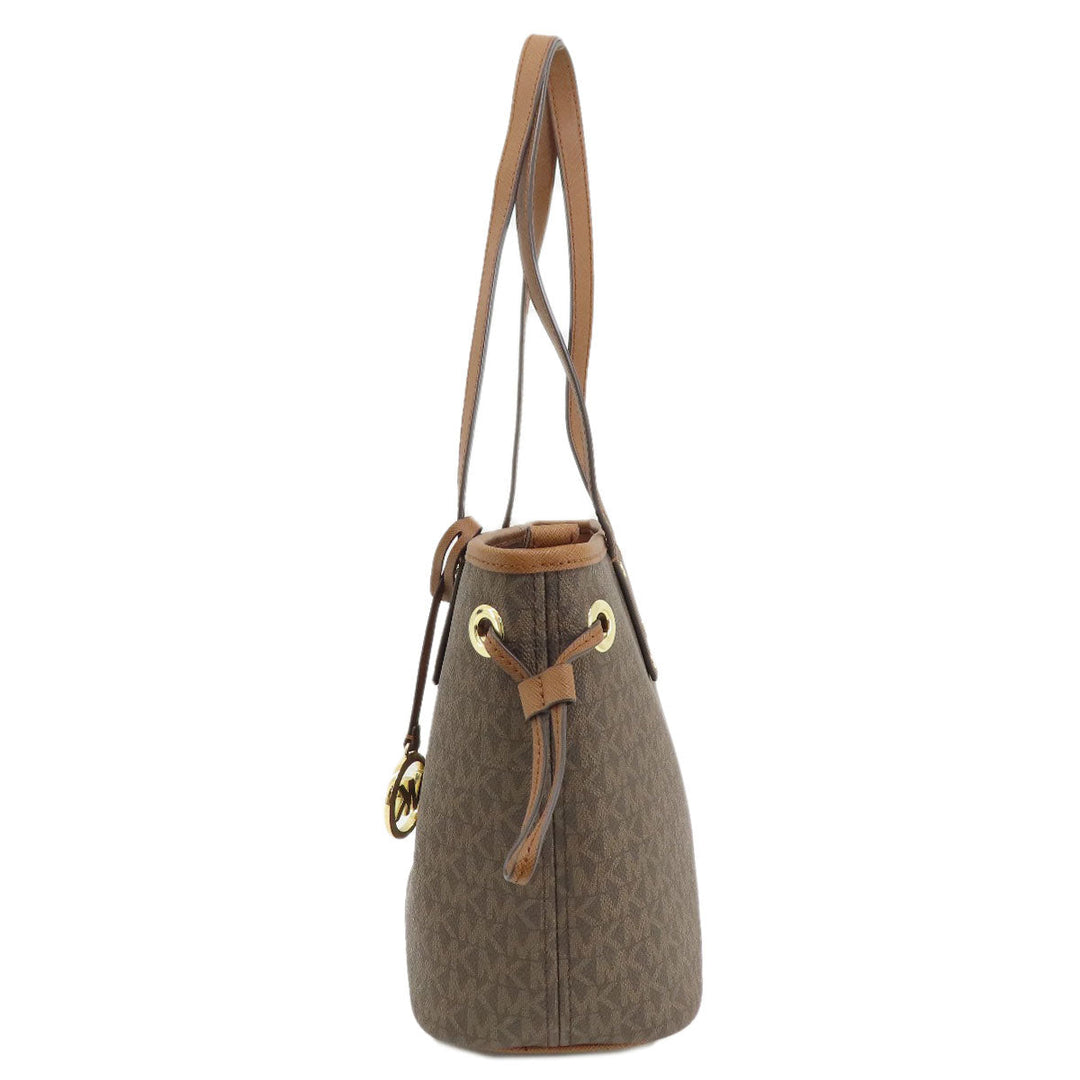 MICHAEL KORS Tote Bag PVC Brown MK signature Women Used Authentic