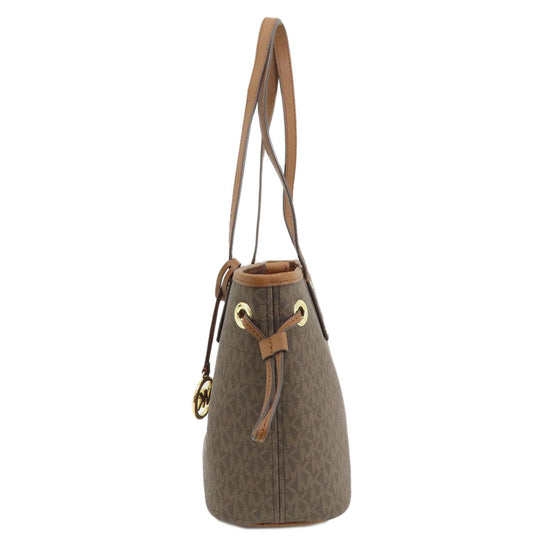MICHAEL KORS Tote Bag PVC Brown MK signature Women Used Authentic